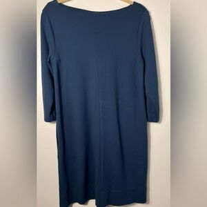 J. Jill Navy Blue Ponte Knit Half Sleeve Midi Sheath Dress size MP